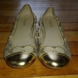 Coach gold ballet flats size 7.5
